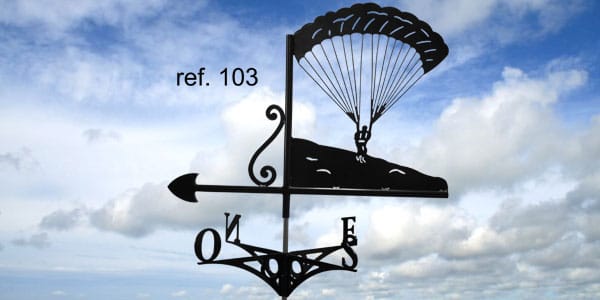 103B-Parachutistepente-girouette-ferettraditions Girouette motif Parachustiste pente  
