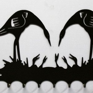 Accroche-clés motif Grues cendrées et nid