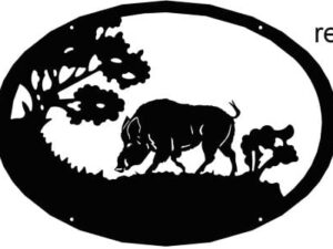 Enseigne motif Sanglier arbre