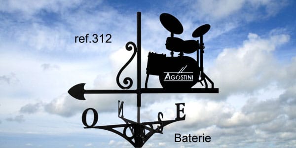 312-Batterie-girouette-ferettraditions Girouette motif Batterie 