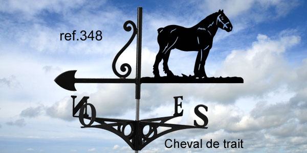 348-Chevaldetrait-girouette-ferettraditions Girouette motif Cheval de trait  