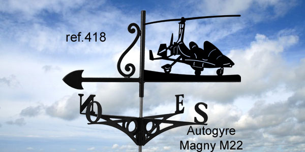 418-AutogyremagnyM22-girouette-ferettraditions Girouette motif Autogyre Magny M22  