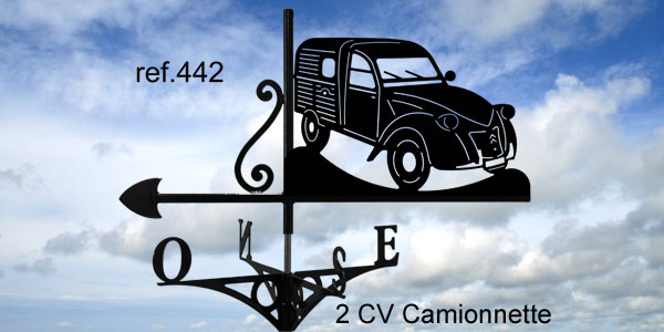 442-2CVcamionnette-girouette-ferettraditions Girouette motif 2 CV Camionnette  