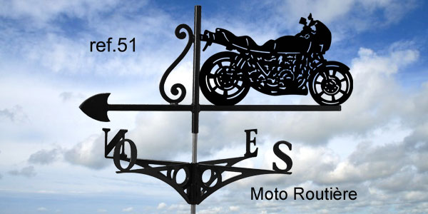 51-Motoroutiere-girouette-ferettraditions Girouette motif Moto routière  