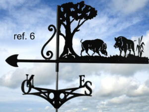Girouette motif Deux sangliers