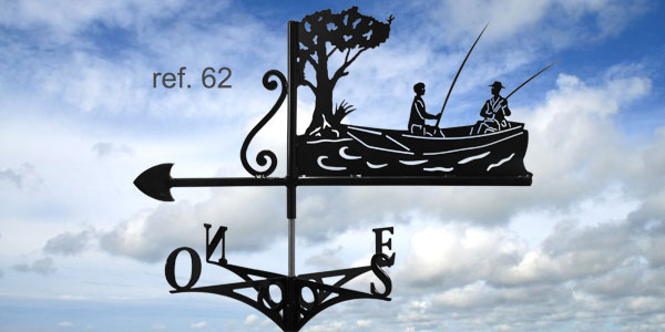 62-Pecheenbarque-girouette-ferettraditions Girouette motif Pêche en barque  