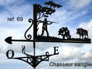 Girouette motif Chasseur et sanglier