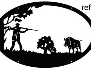 Enseigne motif Chasseur et sanglier