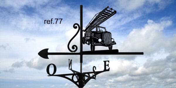 77-Camionpompierechelle-girouette-ferettraditions Girouette motif Camion pompier échelle  