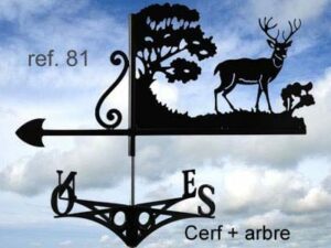 Girouette motif Cerf et arbre