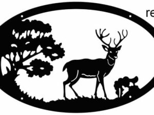 Enseigne motif Cerf et arbre