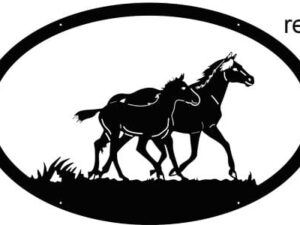 Enseigne motif Jument et son poulain