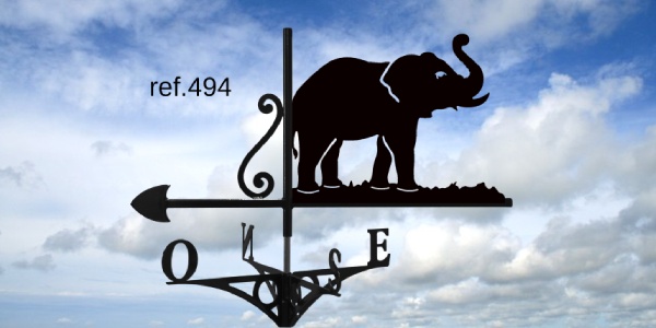 ref-G494 Girouette motif Eléphant trompe en l'air  