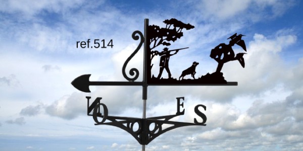 ref-G514 Girouette motif Chasseur épagneul à l'arrêt bécasses  